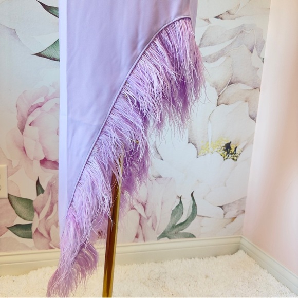 NWOT Amanda Uprichard X Revolve Viera Women's Lavender Feather Dress Small - Picture 11 of 12